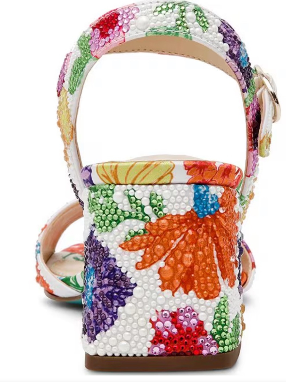 Sparkle Floral White Open Toe Sandal - Picture 2 of 4